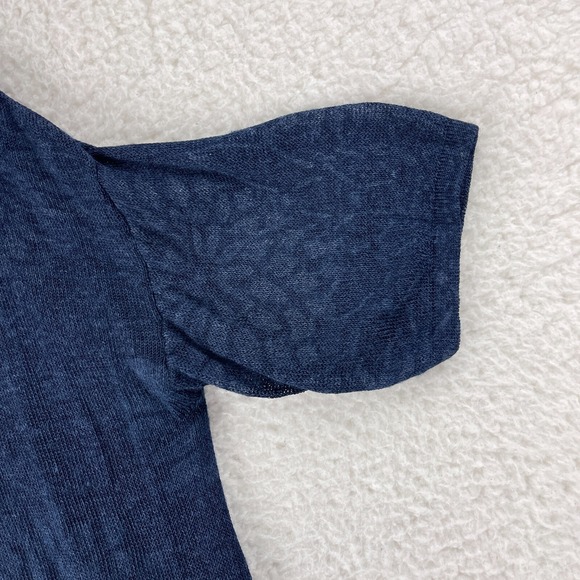 Pure J. Jill Blue Floral 100% Linen Shirt Womens Short Sleeve Pullover Size PXS - Picture 11 of 13